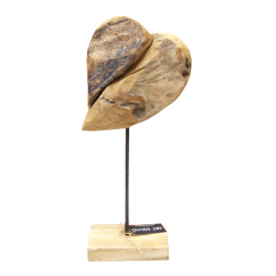 Serce z drewna tekowego na podstawie 45cm